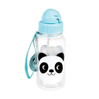 Mėlynas buteliukas vaikams su šiaudeliu Rex London Miko The Panda, 500 ml
