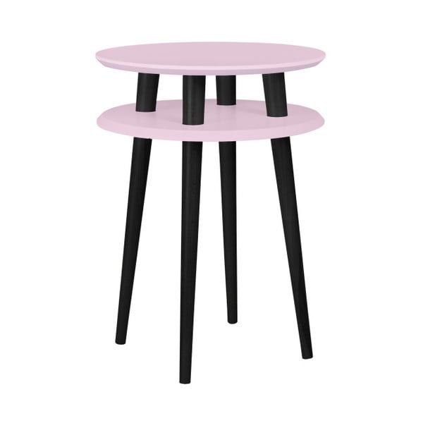 Šviesiai rožinis staliukas su juodomis kojomis "Ragaba UFO", Ø 45 cm