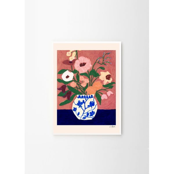 Plakatas 30x40 cm Flowers on Blue Table – Carla Llanos – The Poster Club-image-3