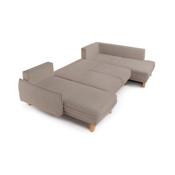 Taupe spalvos sulankstoma/su sandėliavimo vieta kampinė sofa iš kordinio velveto (su dešiniuoju kampu/„U“ formos) Tori – Bonami Selection-image-3