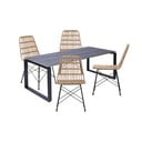 4 rotango valgomojo kėdžių Gabriela ir juodo stalo Strong komplektas - Bonami Essentials