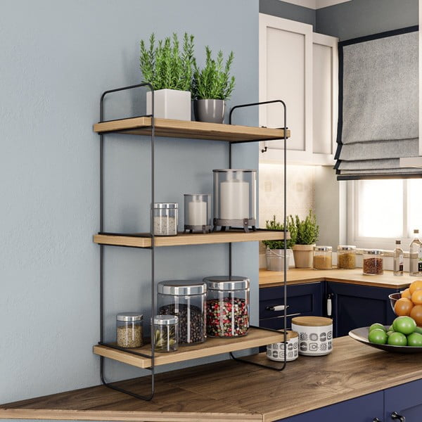 Kelių aukštų sieninė lentyna natūralios spalvos iš ąžuolo 40 cm Pulalis – Kalune Design-image-3