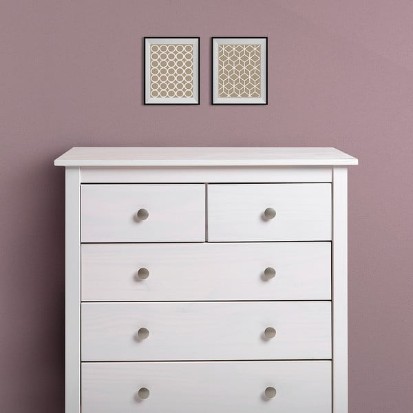 Iš pušies masyvo aukšta šoninė spintelė baltos spalvos 79x80 cm Berna – Marckeric-image-4