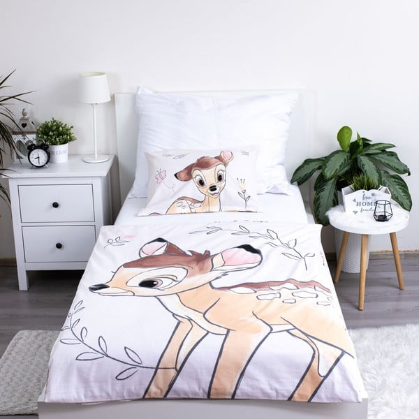 Iš medvilnės vaikiška patalynė vaikiškai lovai 100x135 cm  Bambi "Beige" – Jerry Fabrics-image-1