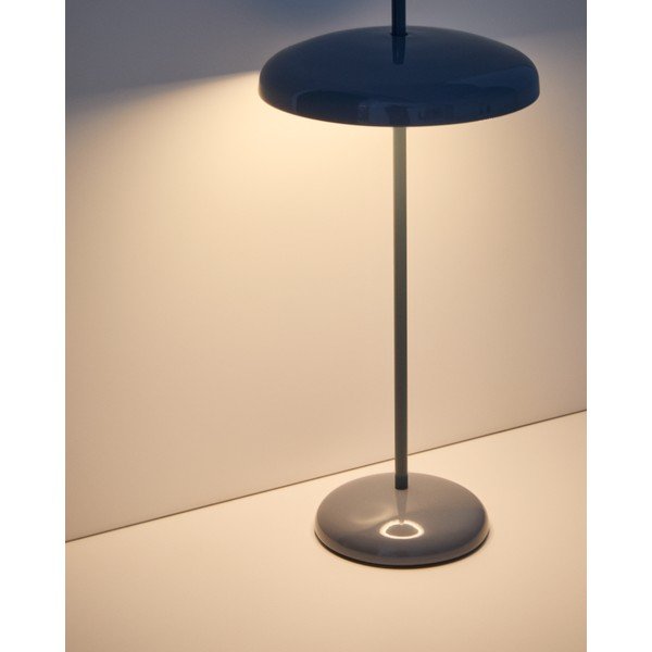 Mėlynos spalvos stalinis šviestuvas LED su pritemdymo funkcija (aukštis 35 cm) su metaliniu gaubtu Porte – Kave Home-image-1
