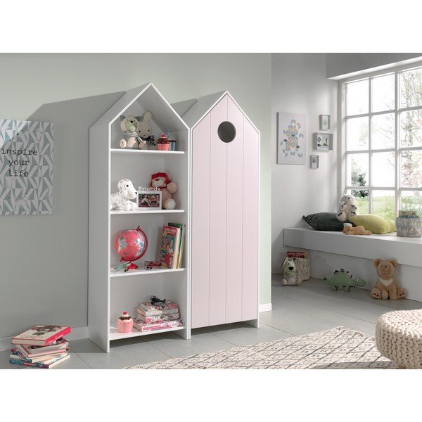 Atvira vaikiška spinta baltos spalvos/šviesiai rožinės spalvos 115x171,5 cm CASAMI – Vipack-image-1