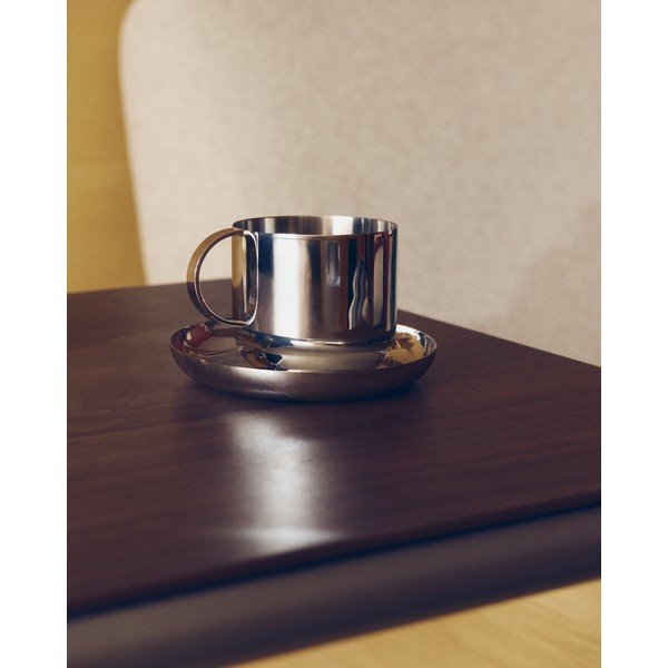 Sidabrinės spalvos iš nerūdijančio plieno puodeliai 2 vnt. Nirela – Kave Home-image-3