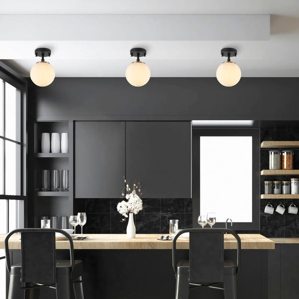 Juodos ir baltos spalvos lubinis šviestuvas ø 15 cm su stiklo gaubtu Atmaca – Opviq lights-image-2