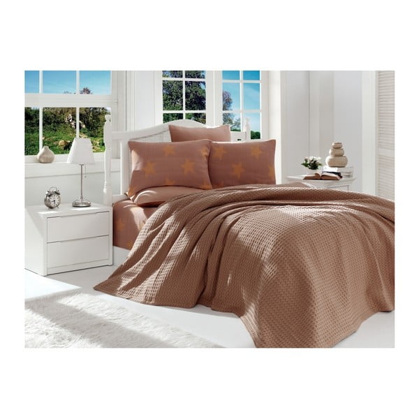 Medvilninės lovos užvalkalo, paklodės ir 2 pagalvių užvalkalų rinkinys dvivietei lovai Turro Messo, 200 x 235 cm
