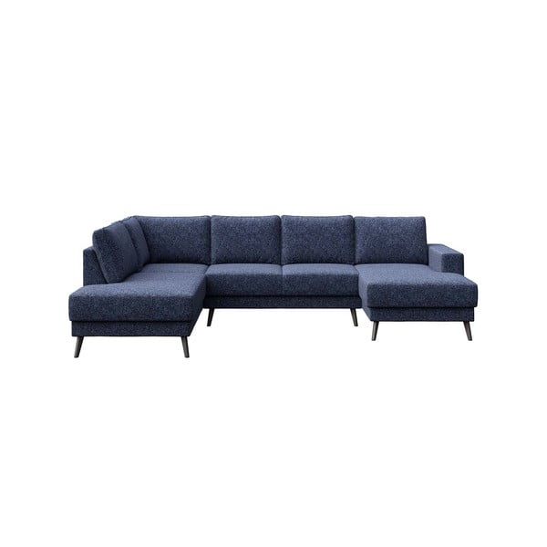 Kampinė sofa tamsiai mėlynos spalvos (su kairiuoju kampu) Fynn – Ghado