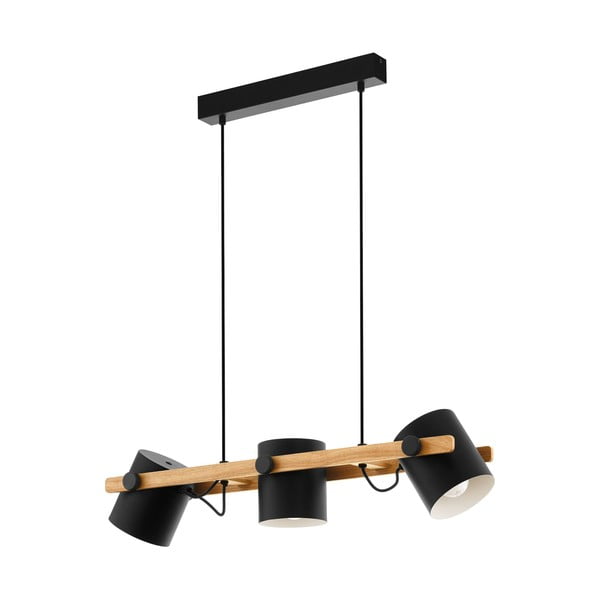 Kabantis šviestuvas juodos spalvos/natūralios spalvos su metaliniu gaubtu HORNWOOD – EGLO