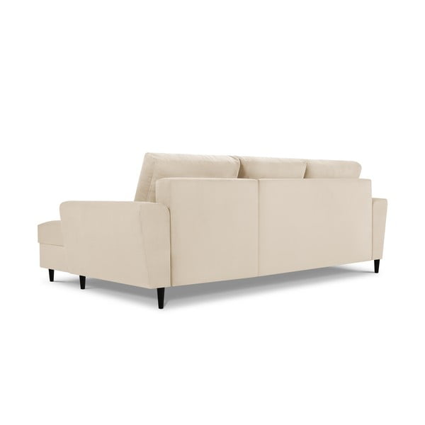 Smėlio spalvos aksominė kampinė sofa Micadoni Home Moghan, dešinysis kampas-image-4