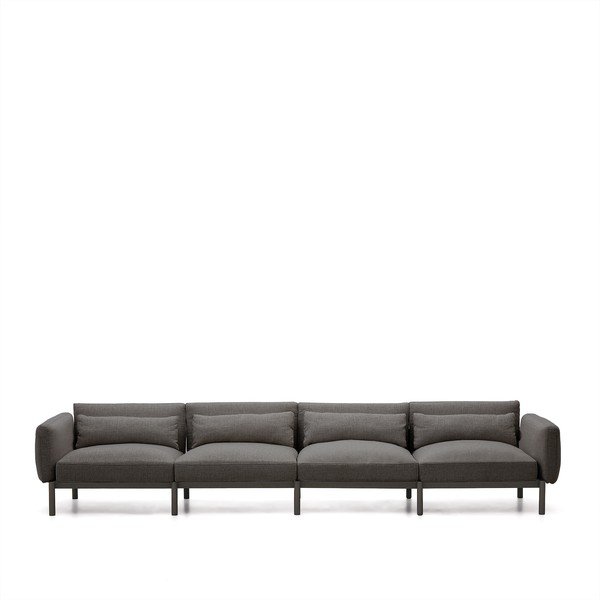 Tamsiai pilkos spalvos sodo modulinė sofa 370 cm Sorells – Kave Home-image-3