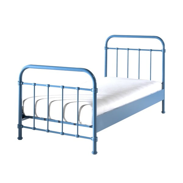 Mėlyna metalinė vaikiška lova Vipack New York, 90 x 200 cm
