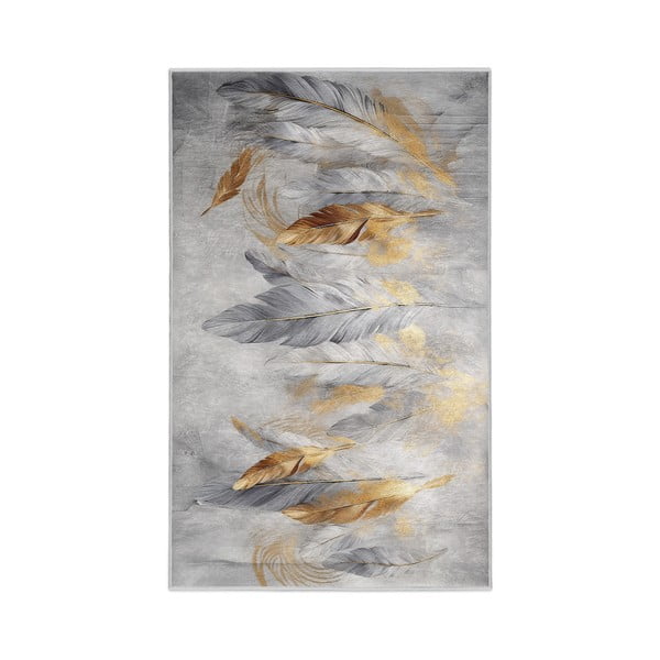 Skalbiamas kilimas pilkos spalvos/auksinės spalvos 120x180 cm Golden Feathers – Mila Home