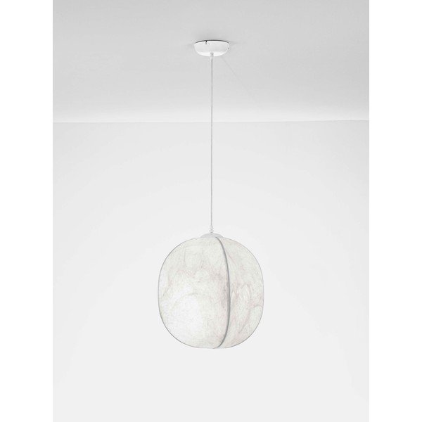 Baltos spalvos iš metalo kabantis šviestuvas ø 42 cm su tekstiliniu gaubtu Pierida – Nova Luce-image-3