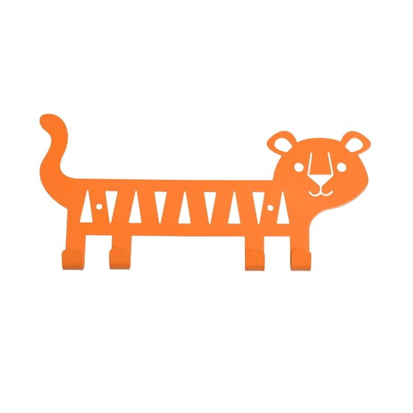 Iš metalo sieninė vaikiška drabužių kabykla oranžinės spalvos Tiger – Rex London