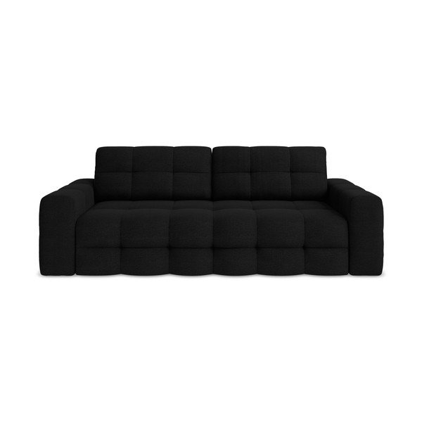 Juodos spalvos iš boucle sulankstoma sofa 255 cm Milu – Makamii