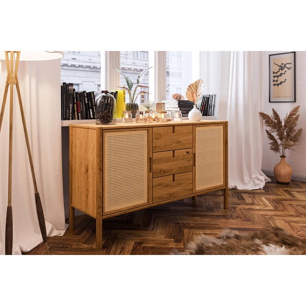 Žema ąžuolinė komoda 142x84 cm Pola - The Beds-image-4