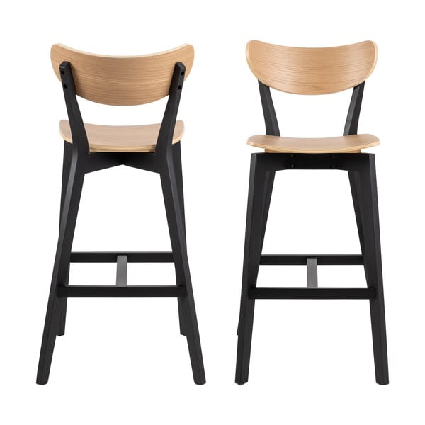 Iš kaučiukmedžio masyvo baro taburėtės juodos spalvos/natūralios spalvos 2 vnt. 105 cm Roxby – Actona-image-4