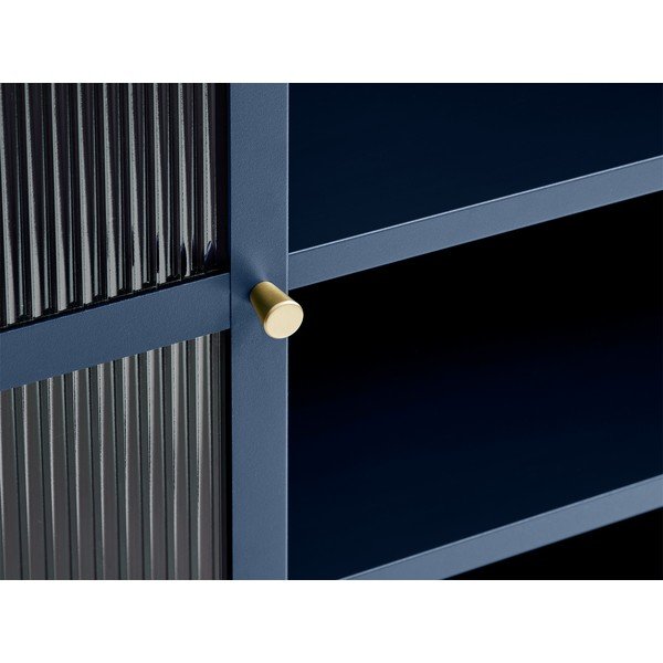 Mėlynos spalvos metalinė vitrina Unique Furniture Bronco, aukštis 140 cm-image-1