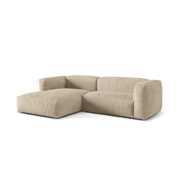 Smėlio spalvos iš velveto modulinė kampinė sofa (su kairiuoju kampu/su gultu) Martina – Micadoni -image-3