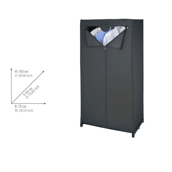 Iš tekstilės drabužių spinta juodos spalvos 75x150 cm Deep – Wenko-image-1