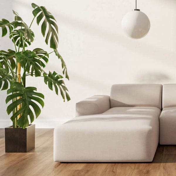 Smėlio spalvos iš velveto kampinė sofa (su kairiuoju kampu/su gultu) Villet – Rodier-image-3