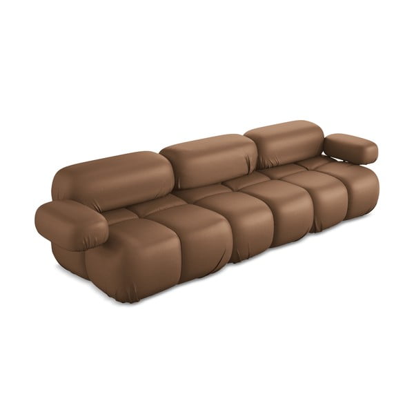 Rudos spalvos iš dirbtinės odos sofa 285 cm Lokua – Makamii-image-1