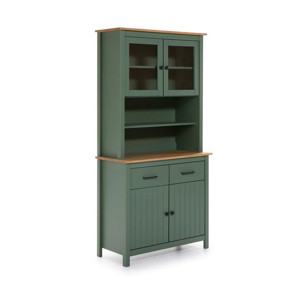 Iš pušies masyvo vitrina žalios spalvos 90x180 cm Miranda – Marckeric-image-2