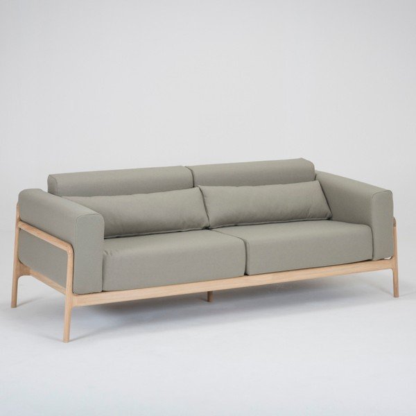 Šviesiai pilka trijų vietų sofa su ąžuolo masyvo konstrukcija "Gazzda Fawn-image-3