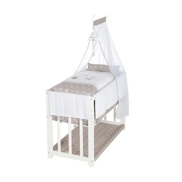 Lopšys baltos spalvos su sandėliavimo vieta/su baldakimu 90x45 cm Indibär – Roba-image-2