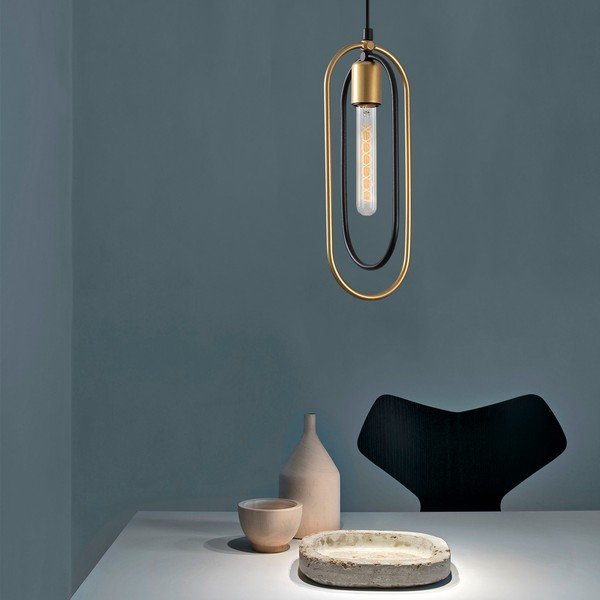 Kabantis šviestuvas juodos spalvos/auksinės spalvos Cerco – Opviq lights-image-1