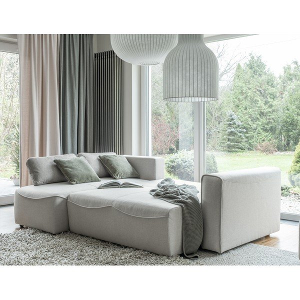 Kreminė kampinė sofa-lova (modulinė) Homely Tommy - Miuform-image-3