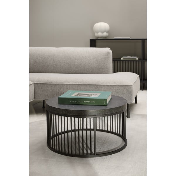 Apvalios formos kavos staliukas juodos spalvos su marmuro dekoro stalviršiu ø 65 cm Strington – Actona-image-4