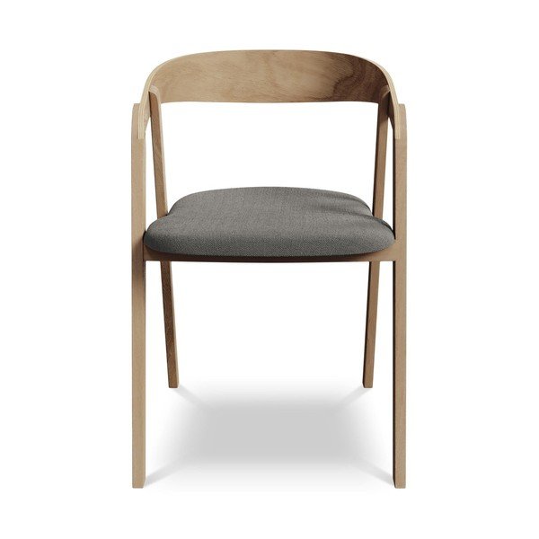 Pilkos spalvos iš medienos masyvo valgomojo kėdė Erika – Makamii-image-1