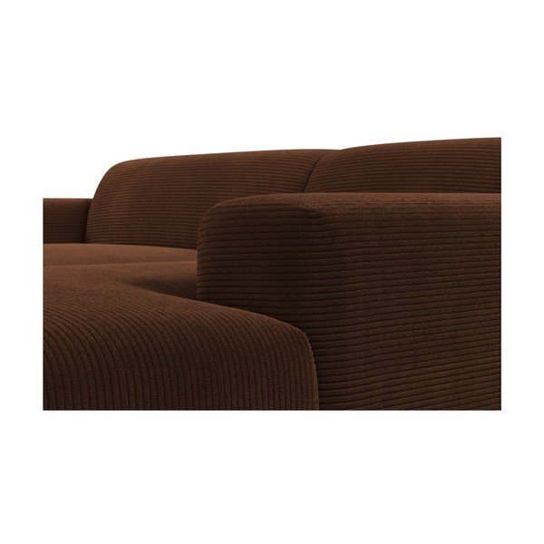 Ruda aksominė kampinė sofa Marie Claire Home Karen, 250 cm, dešinysis kampas-image-1