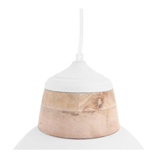 Baltas pakabinamas šviestuvas su medinėmis detalėmis "Leitmotiv Farm", ⌀ 41 cm-image-2