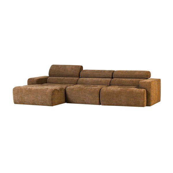 Konjako rudos spalvos reguliuojama kampinė sofa (su kairiuoju kampu/su gultu) Novi – WOOOD