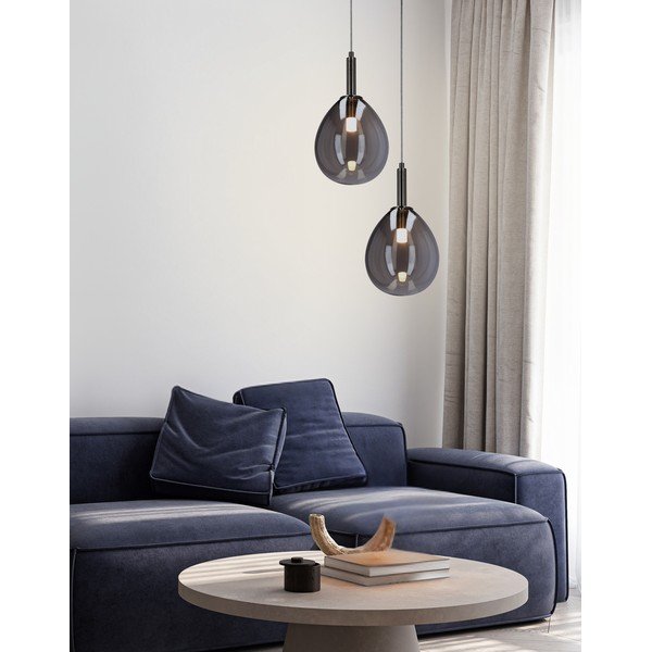 Pilkos spalvos kabantis šviestuvas LED su stiklo gaubtu Lukka – Candellux Lighting-image-1