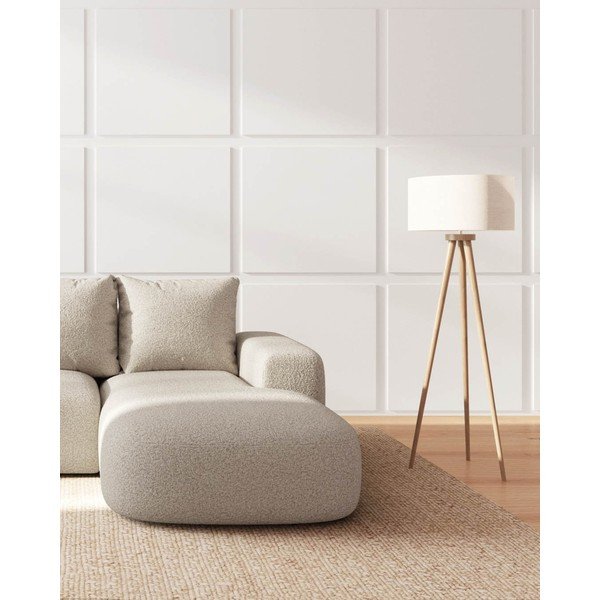 Kampinė sofa kreminės spalvos iš boucle (su dešiniuoju kampu) Feiro – MESONICA-image-3