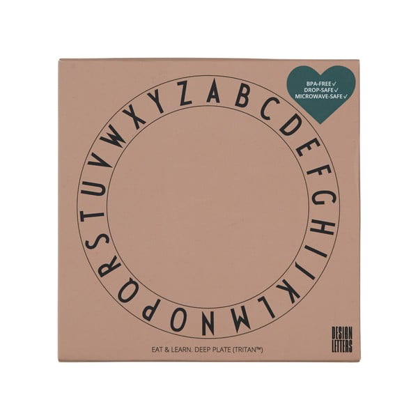 Smėlio spalvos vaikiška gili lėkštė Design Letters Eat & Learn, ø 15,5 cm-image-1