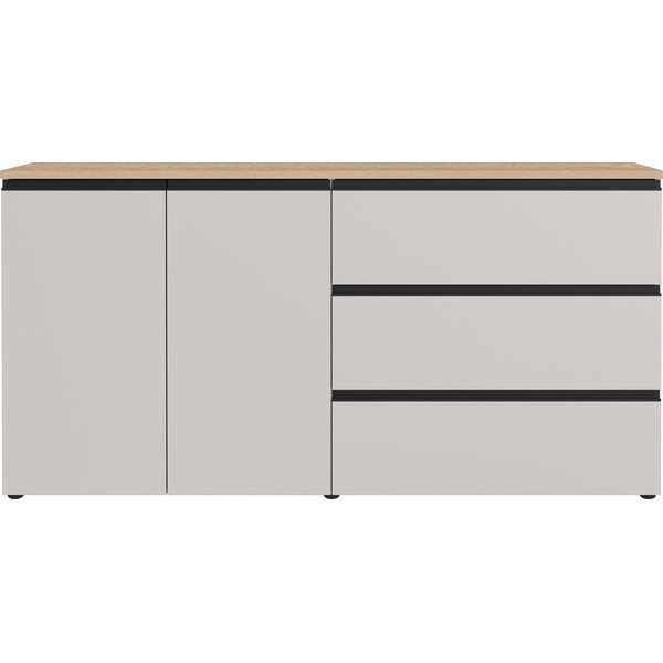 Pilkai smėlinės spalvos/šviesios natūralios spalvos šoninė spintelė 180x91x41 cm Cormano – Germania-image-4