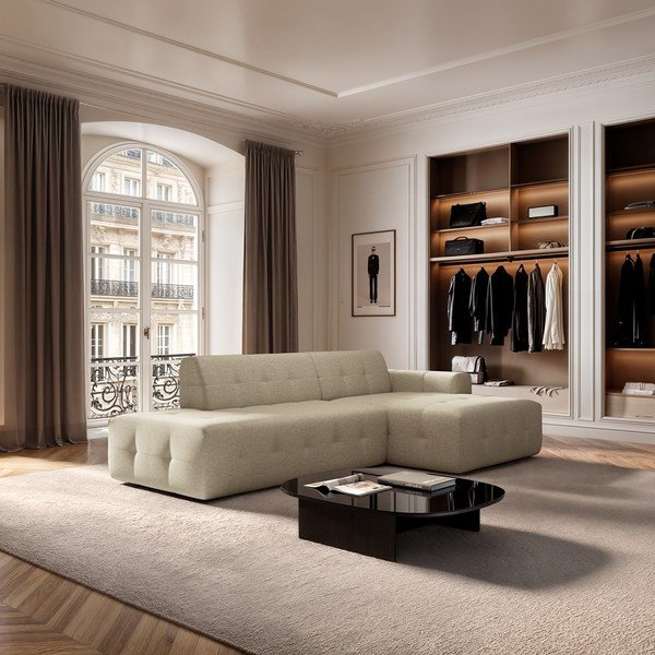Smėlio spalvos kampinė sofa (su dešiniuoju kampu/su gultu) Tuil – Rodier-image-1