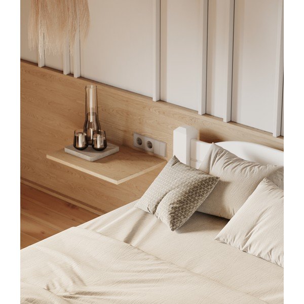 Iš pušies masyvo viengulė lova baltos spalvos 90x200 cm Liva – Olivia Living-image-4