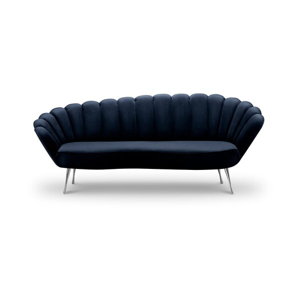 Tamsiai mėlyna aksominė asimetriška sofa Interieurs 86 Varenne, 224 cm