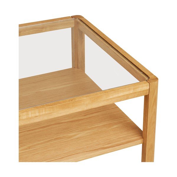 Natūralios spalvos kavos staliukas su stikliniu stalviršiu 60x110 cm Lourmarin – House Nordic-image-3