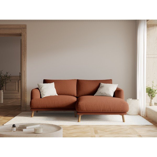 Terakotos spalvos kampinė sofa (su dešiniuoju kampu/su gultu) Naomi – Micadoni -image-1