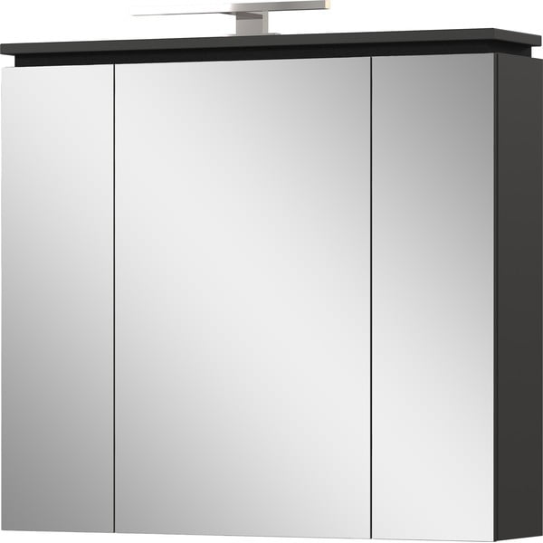 Antracito spalvos vonios kambario spintelė su veidrodžiu ir apšvietimu 76x74 cm Modesto - Germania-image-1