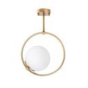 Baltos spalvos/žalvario spalvos lubinis šviestuvas 39x26 cm su stiklo gaubtu Dolunay – Opviq lights